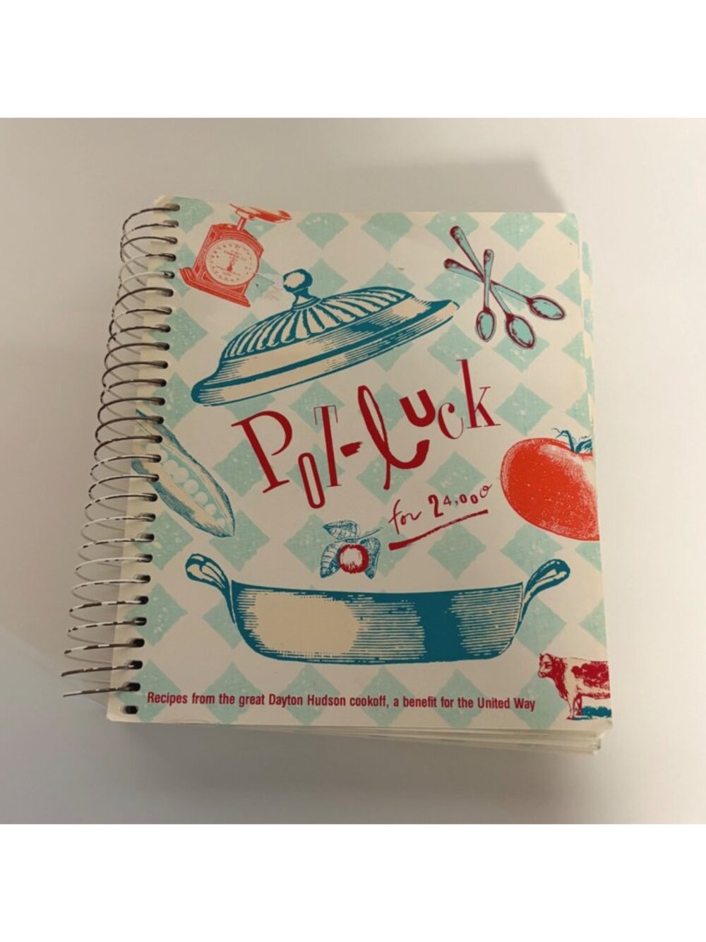 Pot-Luck For 24000 Cookbook Dayton-Hudson United Way 1989 Spiral-Bound Vintage